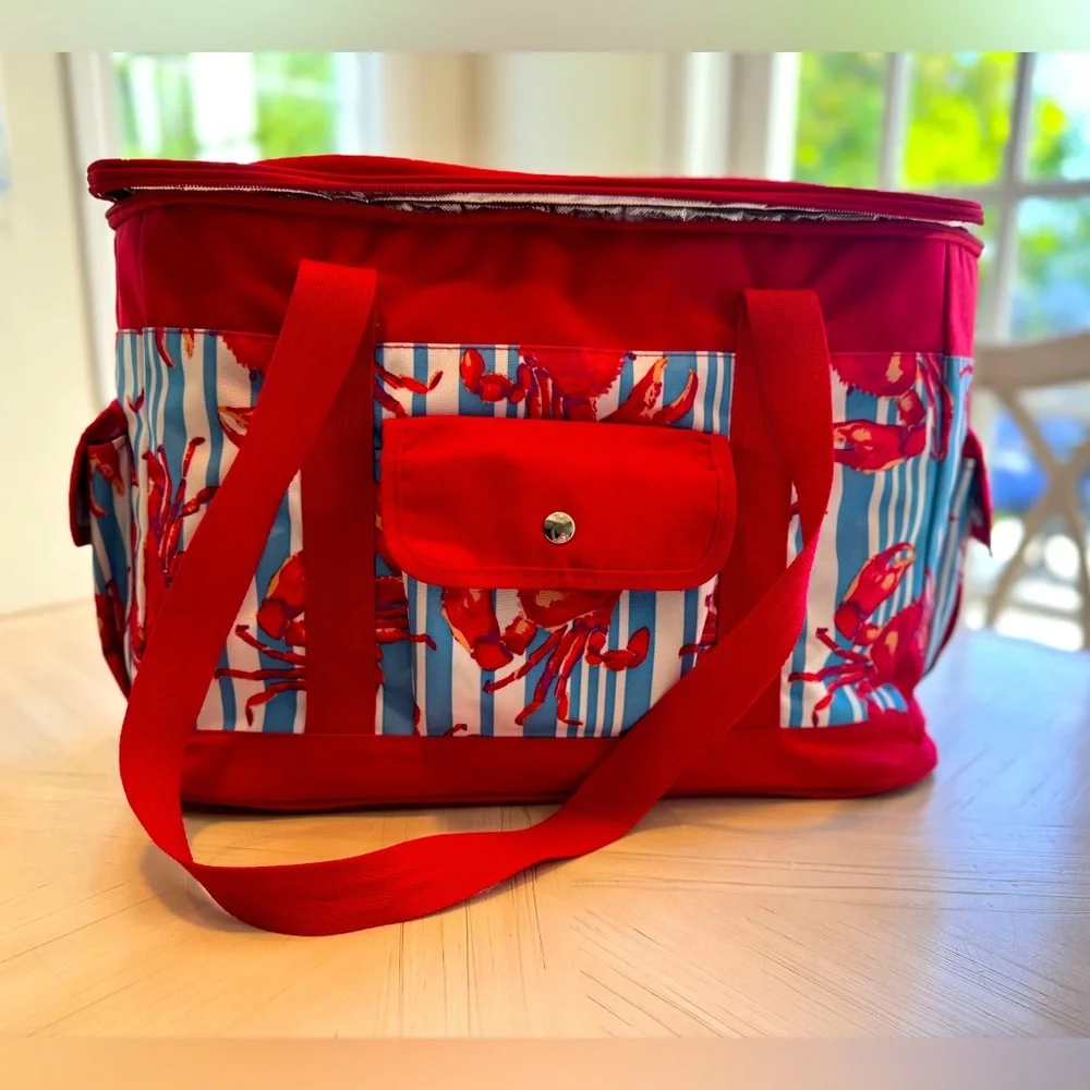 Tommy Bahama Large Insulated Cooler Tote Bag | Beach Picnic Travel | Crab Print